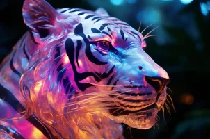 3d animal shape-glowing with bright holographic colors